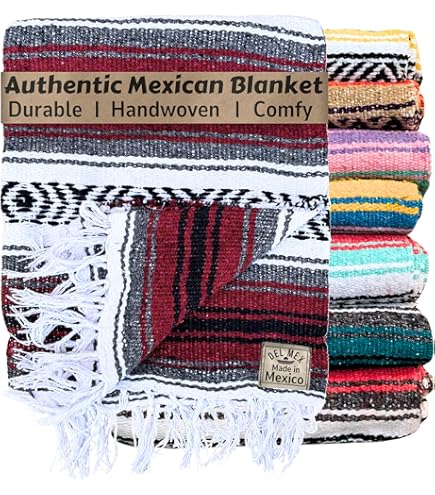 Del Mex Classic Mexican Blanket Vintage Style (Gray