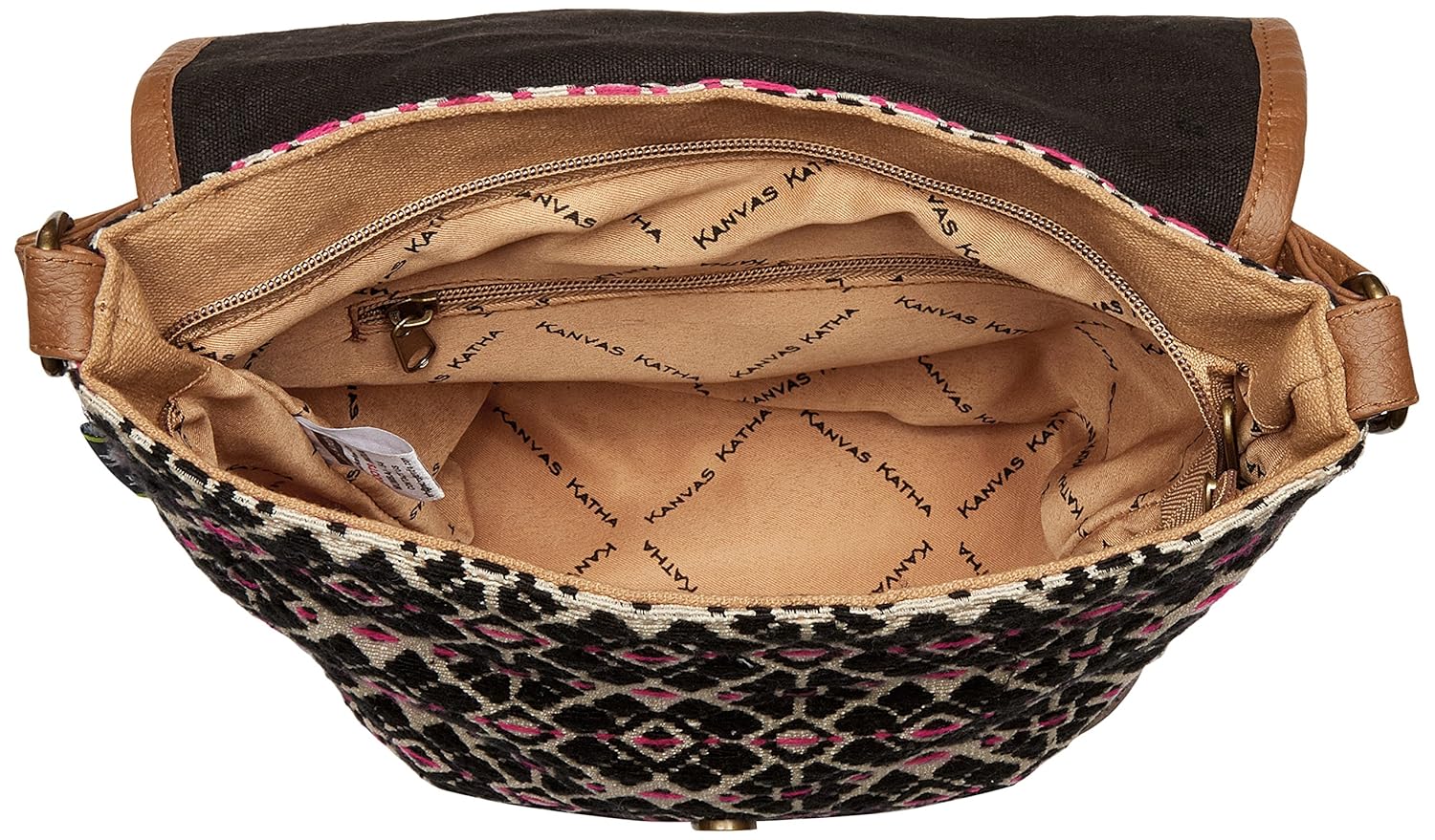 kanvas katha women's sling bag (beige) (kkrjq010)