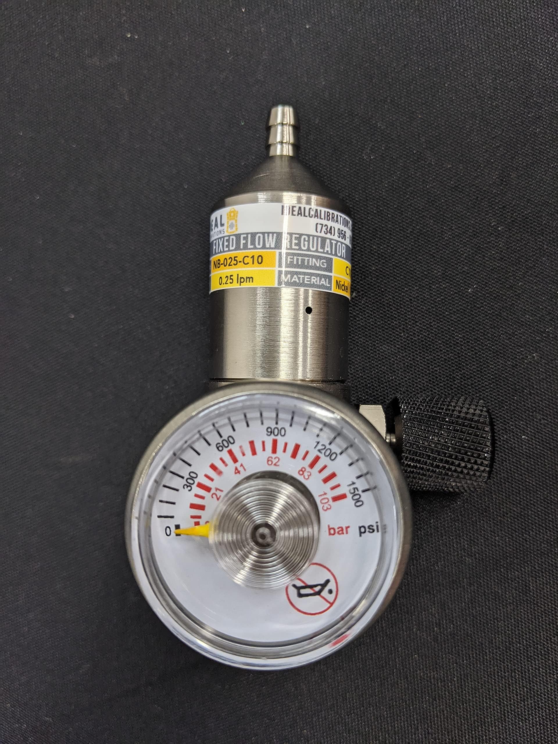 0.25lpm Nickel Plated Brass Fixed Flow Calibration Gas Regulator - C10