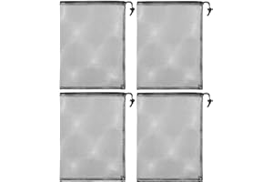 BREMOROU Pond Pump Mesh Bag Filter Black Pump Barrier Bag with Drawstring 15.7"×11.8" Large Pump Nylon Mesh Bag Fountain Pump Mesh Bags for Outdoor Pond Filters Black Media Bags Windmill Water Pump Parts (4)