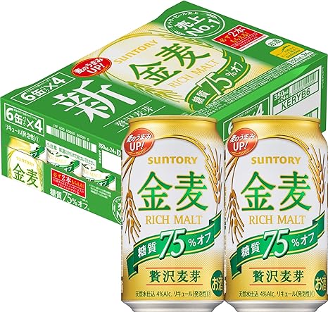 Amazon Co Jp キャンペーン終了品 新しい金麦 サントリー 金麦糖質75 オフ 350ml 24本 食品 飲料 お酒