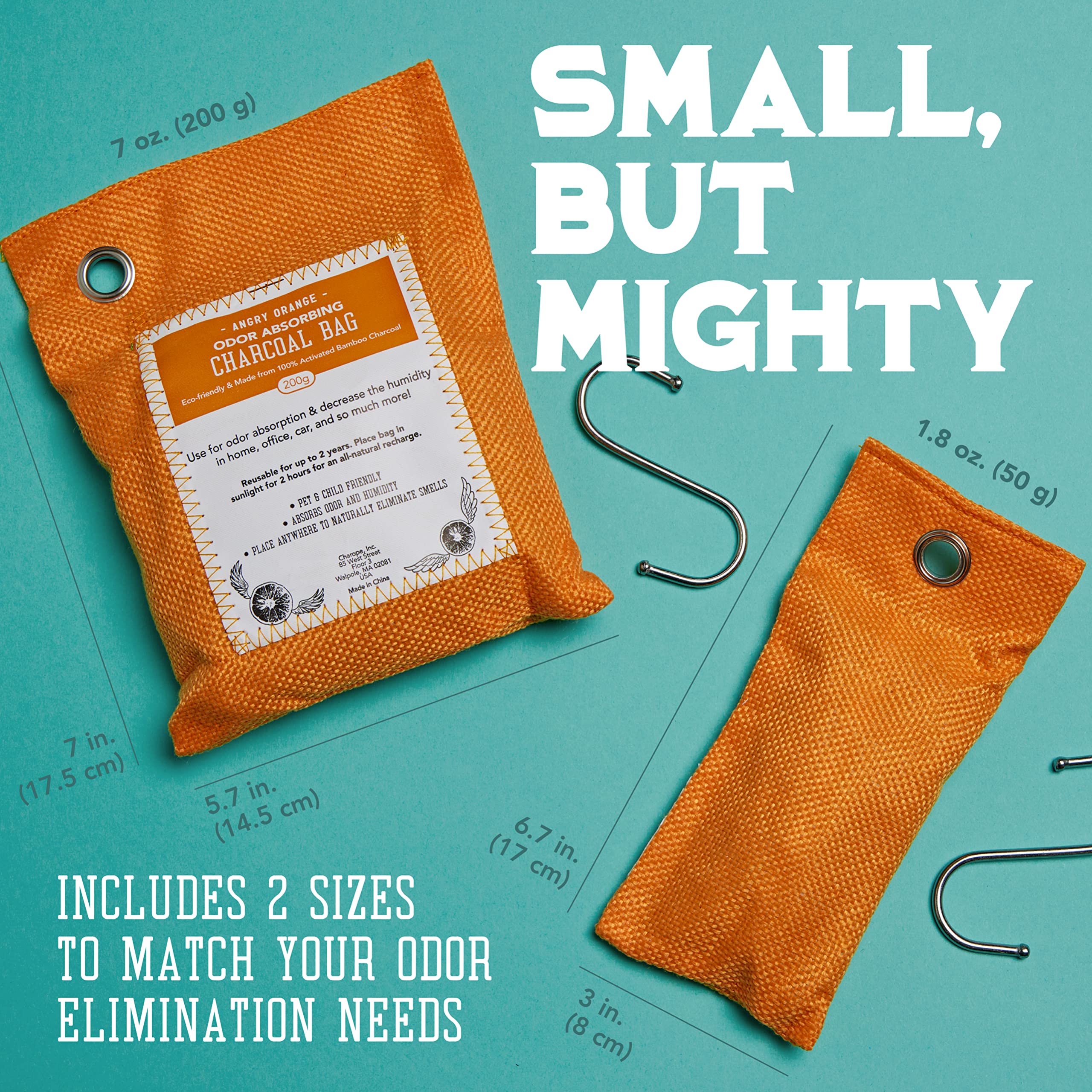 Angry Orange Charcoal Bags Odor Absorber - 12 Pack - Charcoal Air Purifying & Odor Eliminator Bags - Deodorizers for Home, Care, & Closet