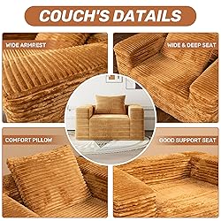 51.2 INCH Fluffy Corduroy Boneless Couch Cloud