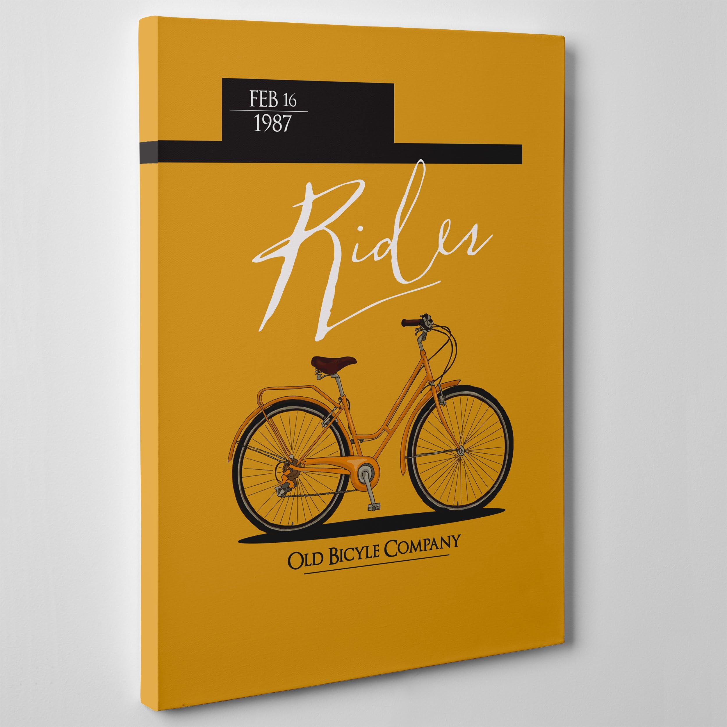 CANVAS MODERN PAINTING - Old Bicycle - Graphic Design Illustration fixed bike single speed - 12x16'' (30x40cm) - Thickness 4cm (cod.084)