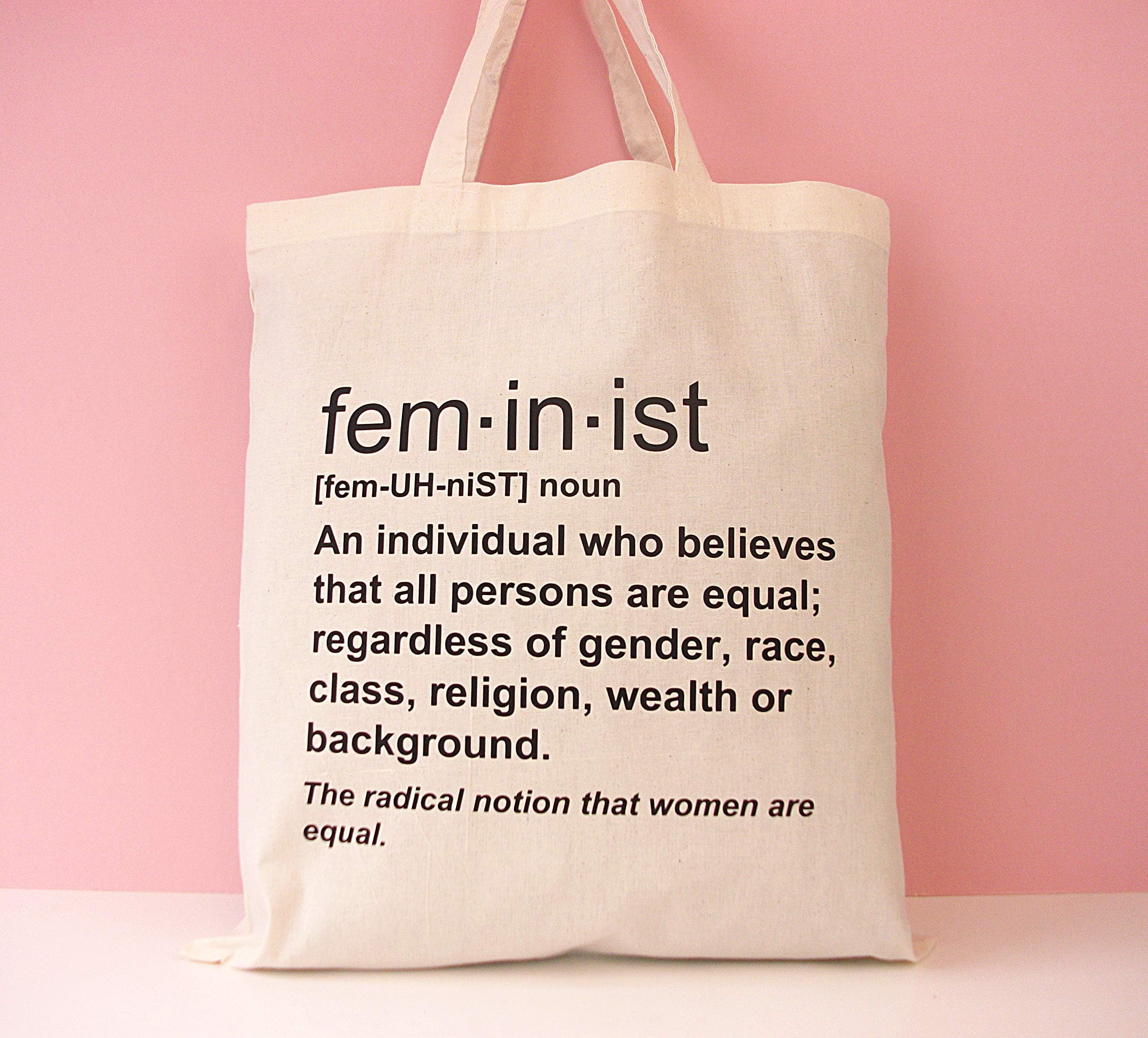 Feminist Tote Bag made from natural cotton canvas and available in 3 colours