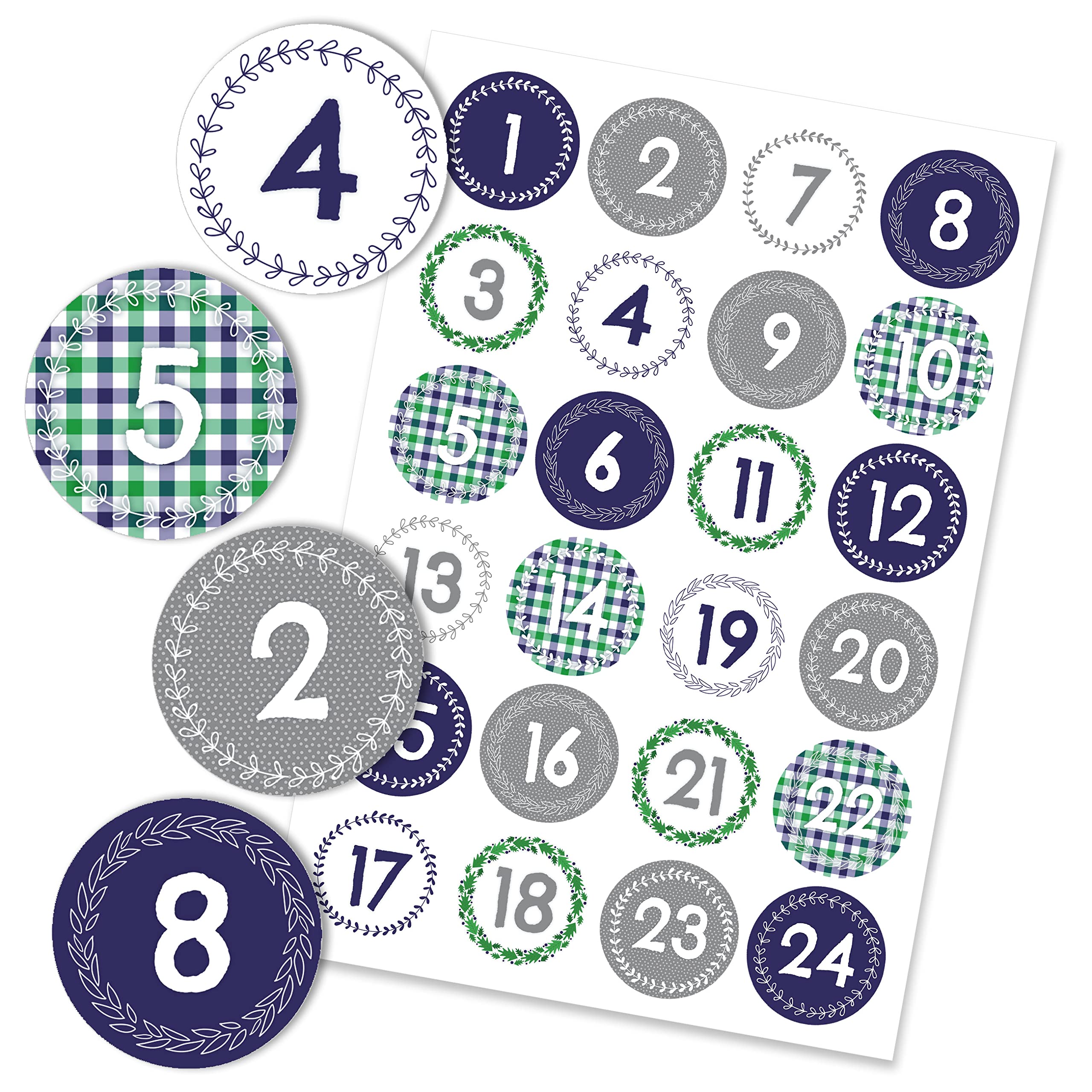 24 Advent Calendar Number Stickers Blue-Green No. 44 - Stickers - for You to Assemble and Decorate