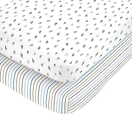 navy stripe crib sheet