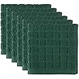 DII Basic Terry Collection Solid Windowpane Dishcloth Set, 12x12, Dark Green, 6 Piece