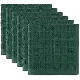 DII Basic Terry Collection Solid Windowpane Dishcloth Set, 12x12, Dark Green, 6 Piece