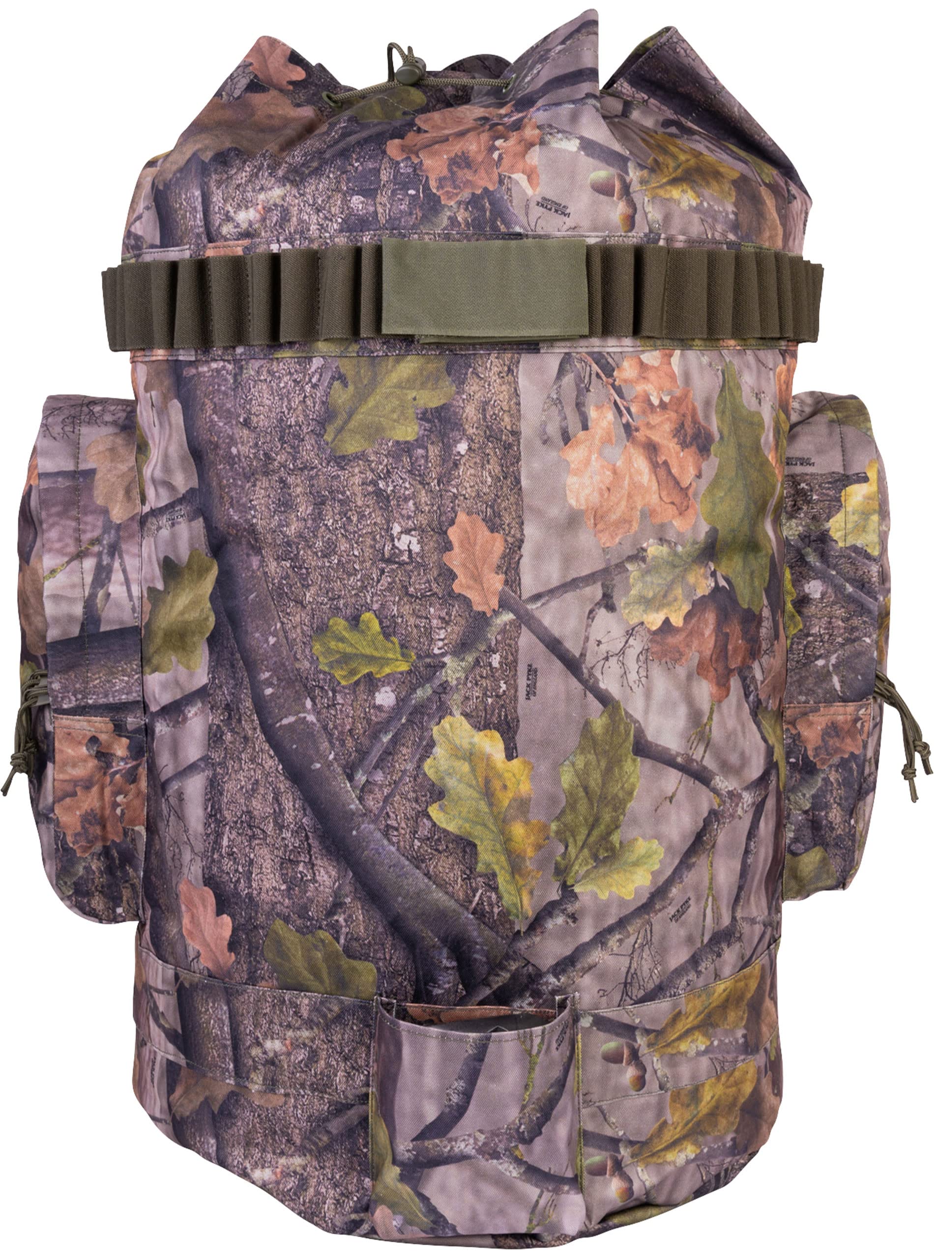 JACK PYKE Decoy Accessory Bag - 120L Camo Hunting Backpack - Padded Straps, Durable Fabric, Side Pockets, Cartridge Holder & Cord flap closure - Ideal for Waterfowl Gear & Outdoor Use, English Oak