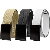 Gelante Fully Adjustable Canvas Web Belt with Black Flip Top Buckle 50'' Long