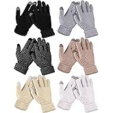 SATINIOR 6 Pair Women Winter Touch Screen Gloves Warm Fleece Lined Knit Gloves for Women(Vivid Colors)