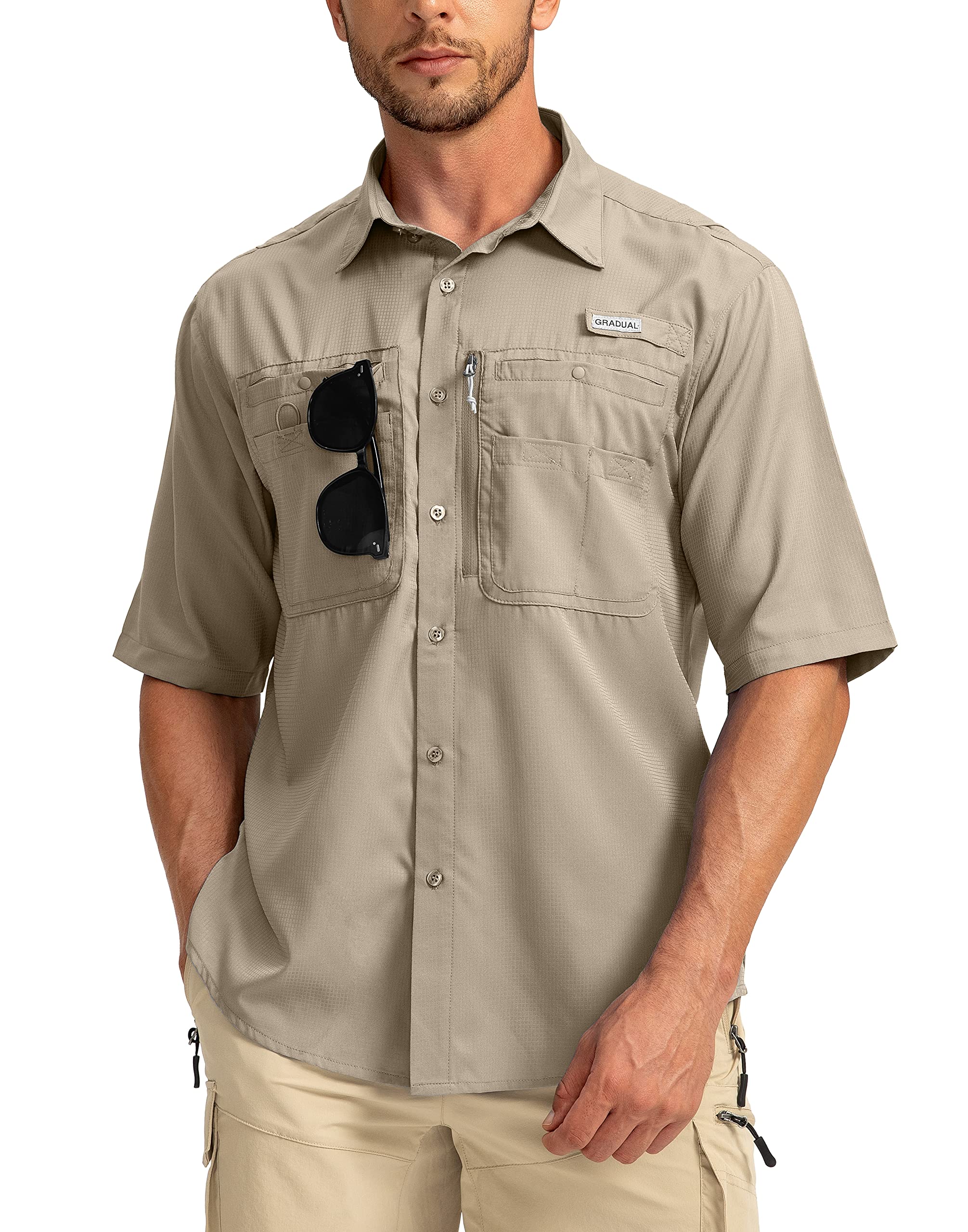 Men's Fishing Shirts with Zipper Pockets UPF