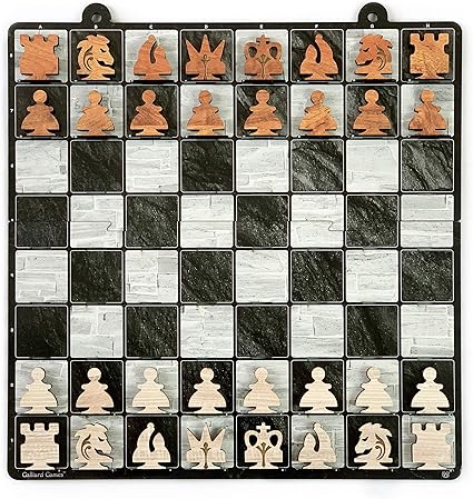 Galliard Games Wall Chess Wooden Textured Custom Wall Chessmen (18 inch Board) (Wall Black)