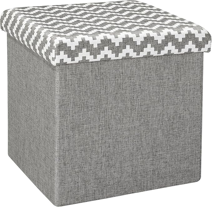 Bonlife Faltbarer Sitzhocker Mit Stauraum Leinen Fußhocker Platzsparend