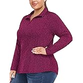 FOREYOND Plus Size Golf Polo Shirts for Women Long Sleeve Quarter Zip Pullover Athletic Workout Tops Yoga Gym Clothes