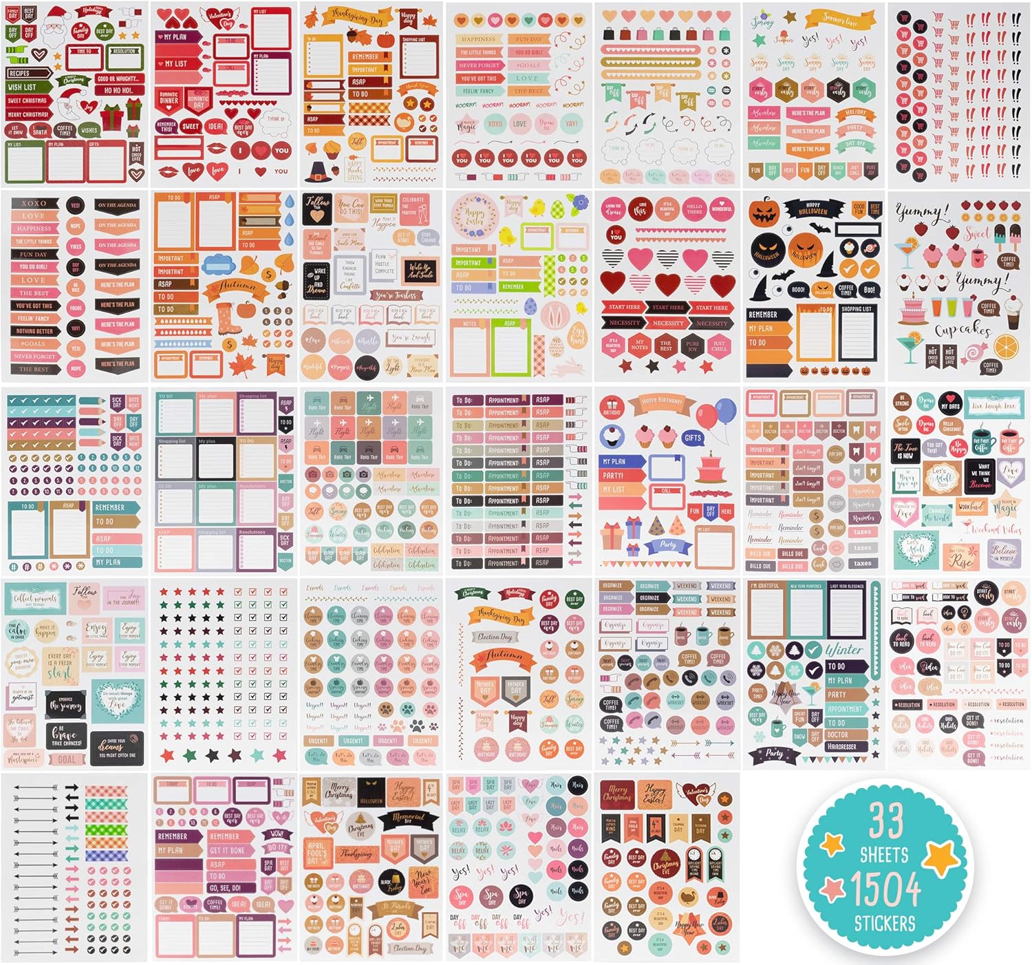 Aesthetic Planner Stickers - 1500+ Stunning Design Accessories Enhance and Simplify Your Planner, Journal and Calendar: Kitchen & Dining