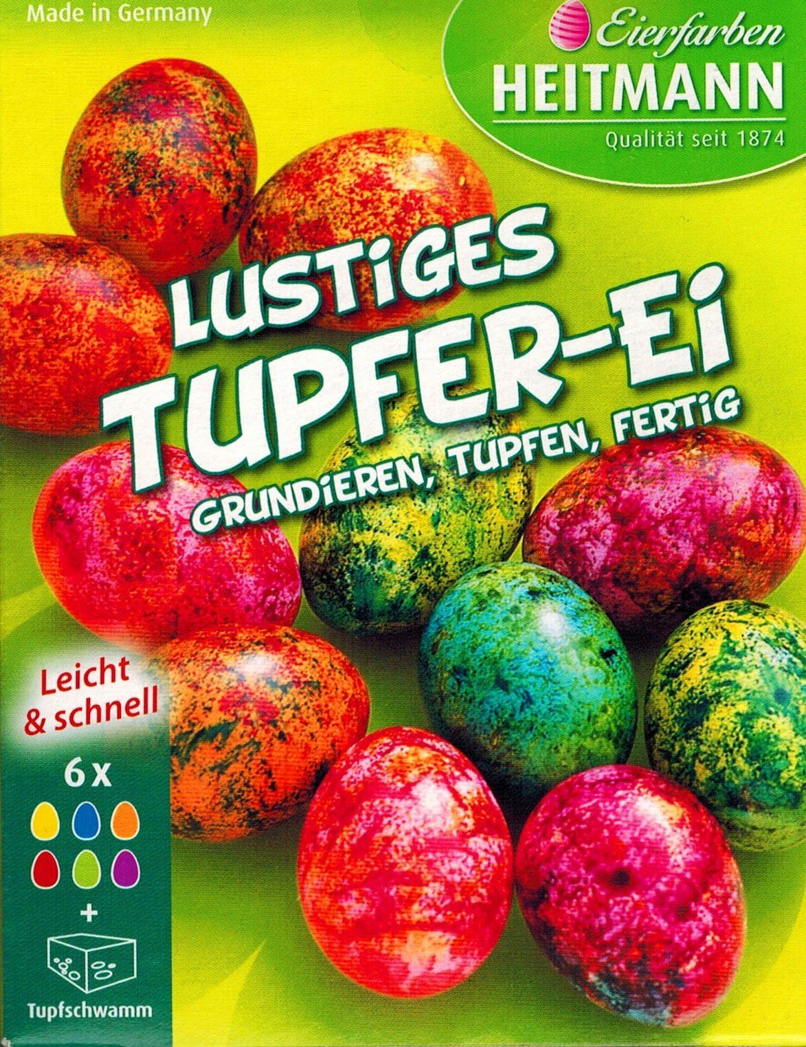 TEXTIMO Easter Eggs Colours/Eierfarben Funny Swab"Ei" (6 Coloured Easter Tupfschwamm)