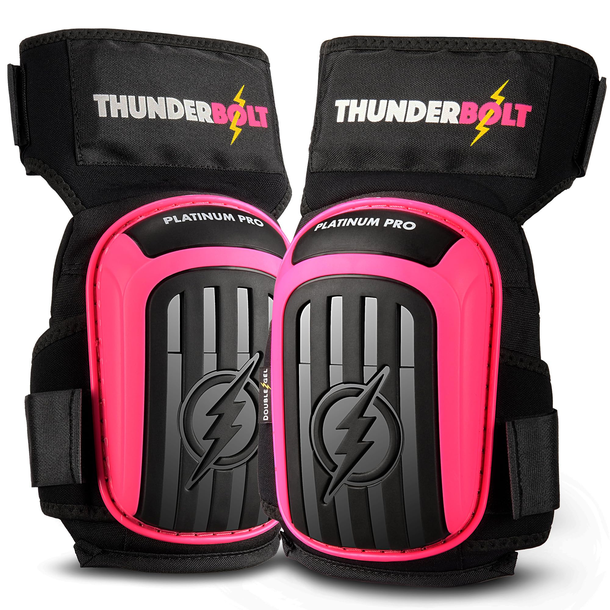 Thunderbolt Knee Pads for Men for Construction Gardening Flooring Roofing Heavy Duty Comfortable Double Gel Thick Foam Cushion with Adjustable Non-Slip Straps Professional Grade