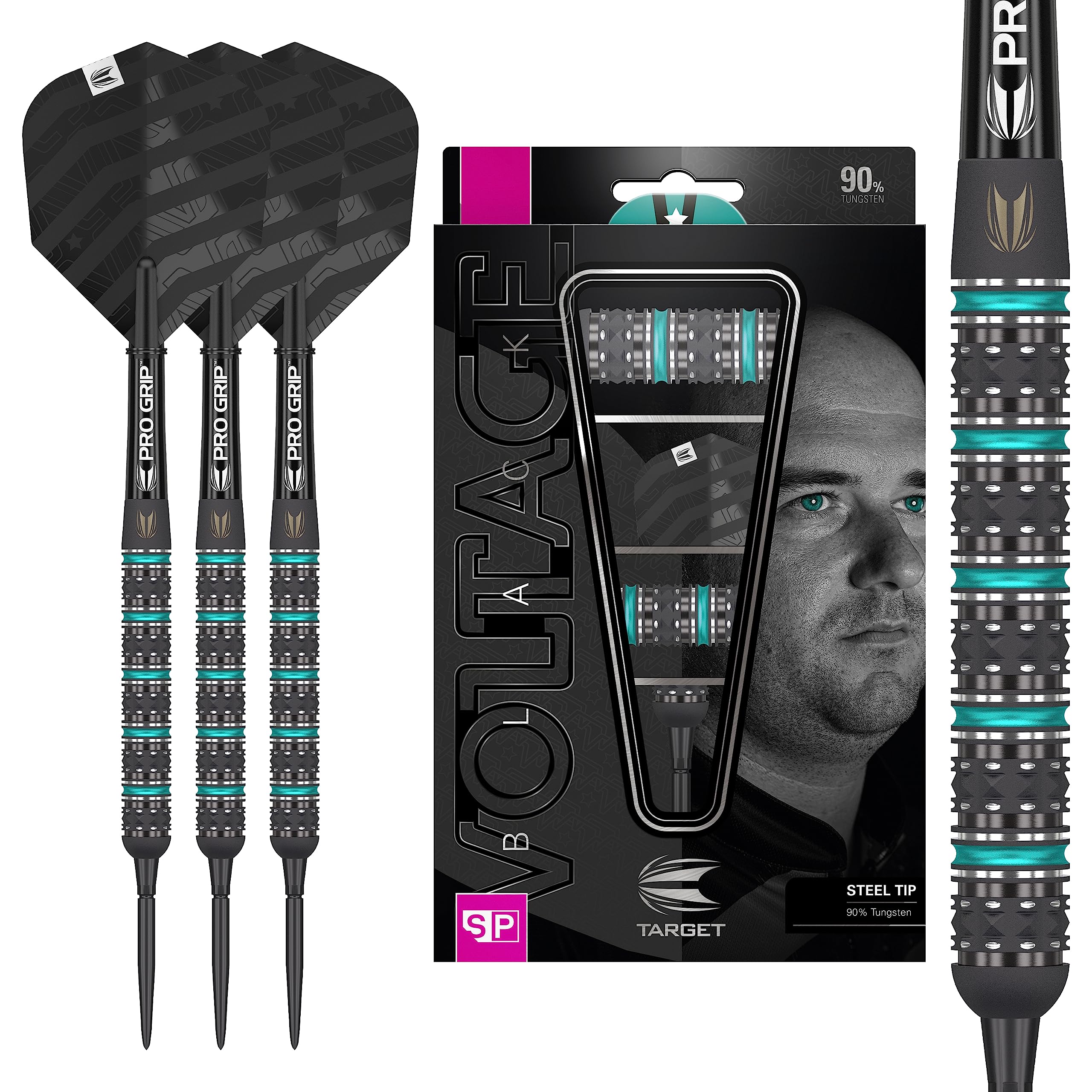 Target Darts Rob Cross Black Edition 24G 90% Tungsten Swiss Point Steel Tip Darts Set