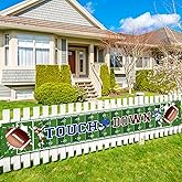 TOUCHDOWN Football Yard Banner, Large Outdoor Football Party Decorations, Reusable Football's Field Banner for Game Day Birthday Tailgate Super Game Bowl Supplies, Size 118 x 20 Inch