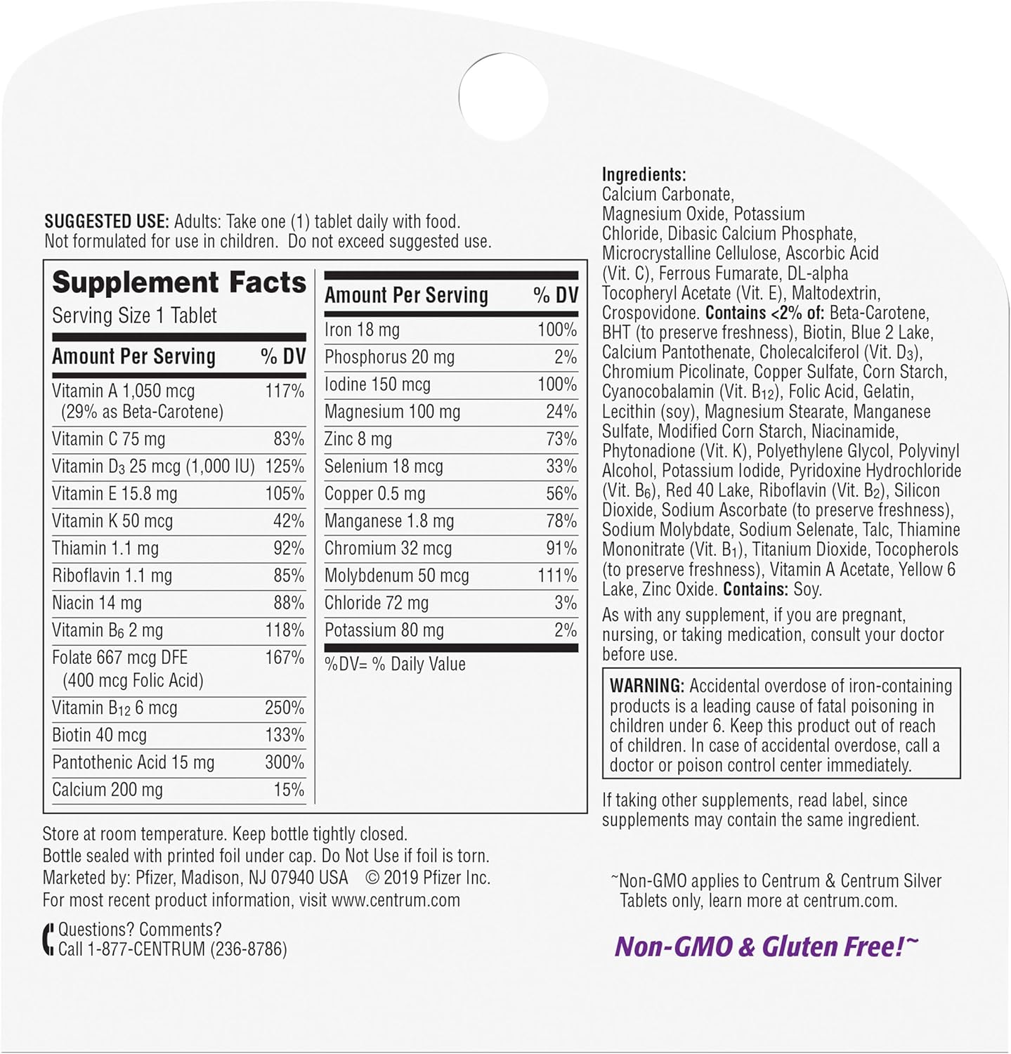 Centrum Multivitamin for Women, Multivitamin/Multimineral Supplement with Iron, Vitamins D3, B and Antioxidants - 120 Count: Health & Personal Care
