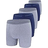 Comfneat Men's 5-Pack Big & Tall 3XL-7XL Boxer Briefs Cotton Spandex Underwear Underpants with Fly