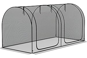 Outsunny 8' x 4' Crop Cage, Plant Protection Tent, with Two Zippered Doors and 4 Ground Stakes, for Garden, Yard, Lawn, Black
