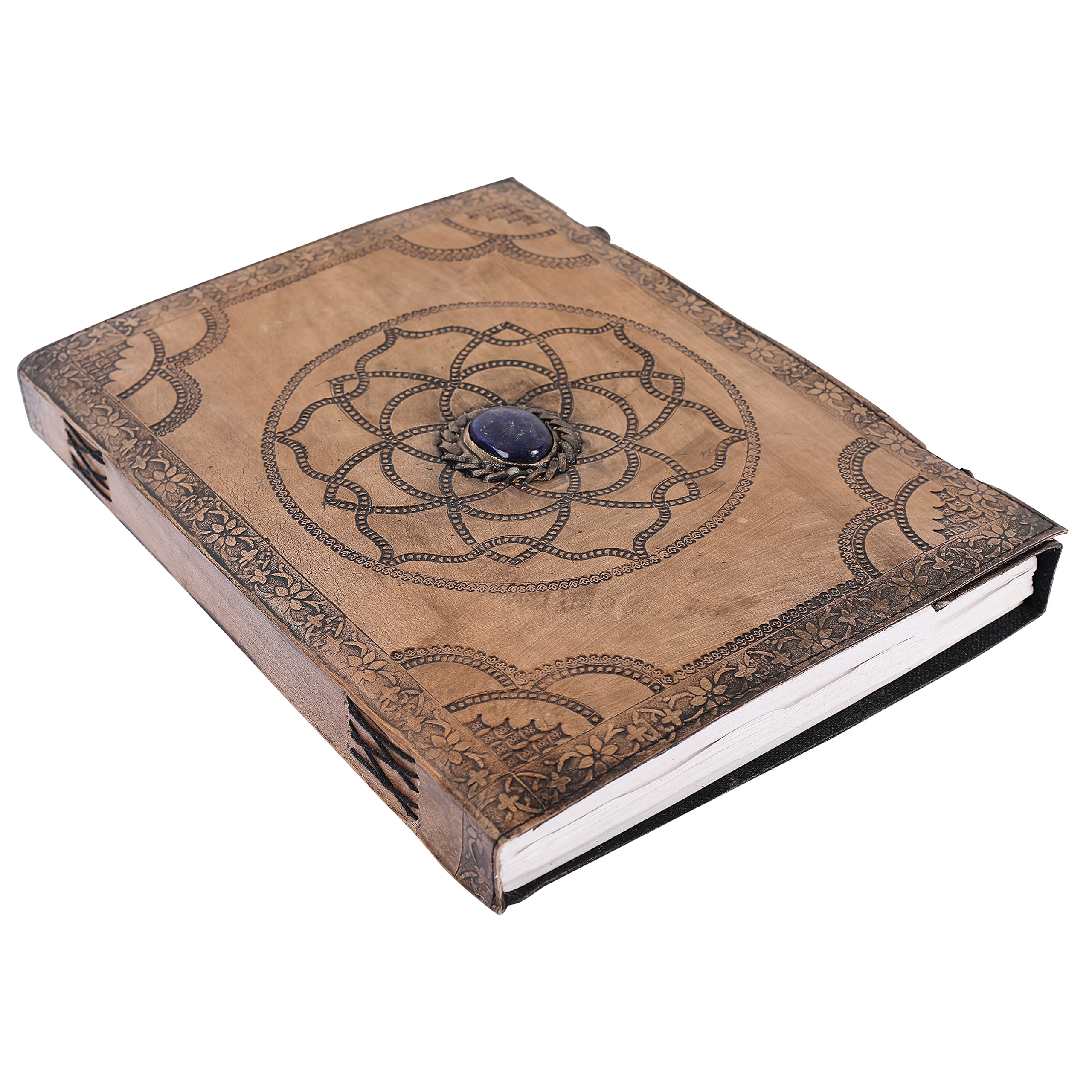 OVERDOSE Leather Journal - Handmade Antique Journal For Students & Office For Men Women Diary Leather Sketchbook Drawing - Size 10 X 13 Inches | 25 X 33 cm (Hand Embossed With Stone Vintage)