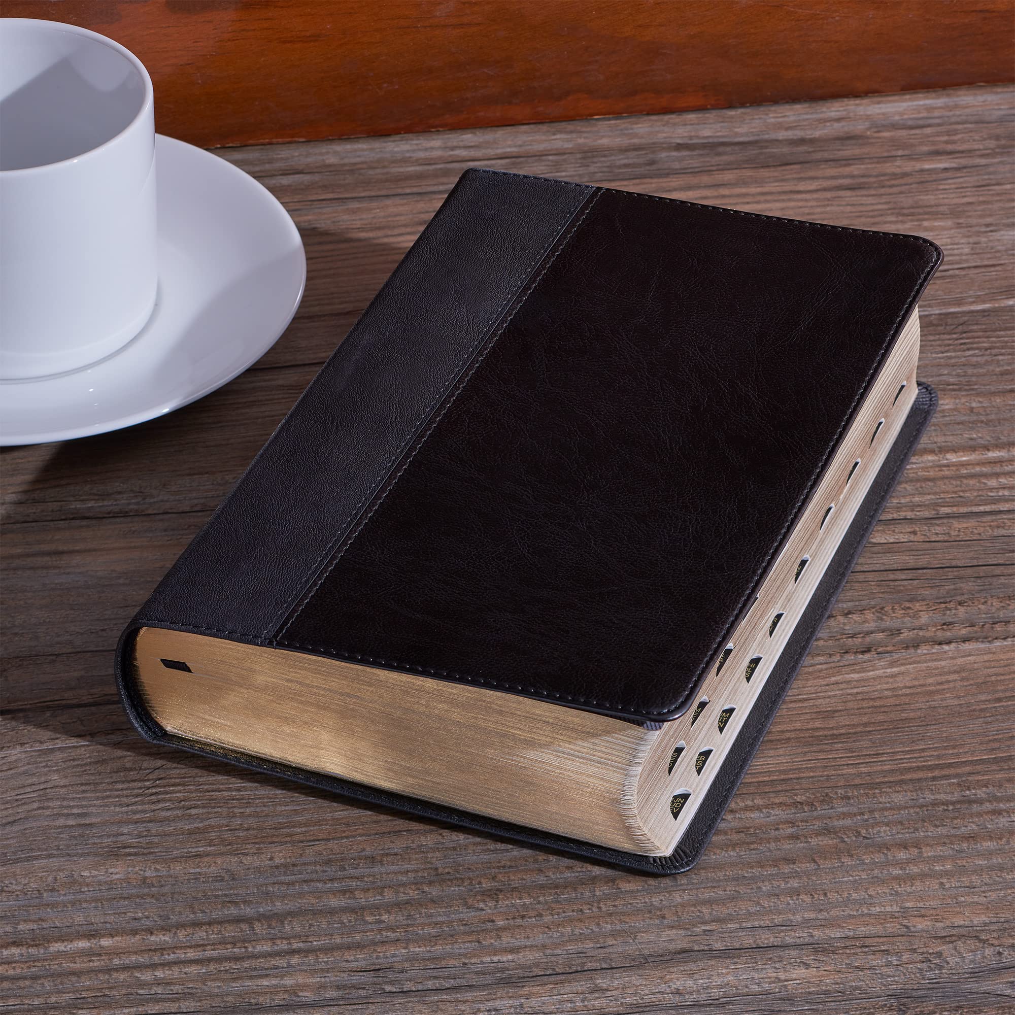 KJV Holy Bible, Giant Print Standard Size Faux Leather Red Letter Edition - Thumb Index & Ribbon Marker, King James Version, Black Two-tone (KJV Standard GP Editions)