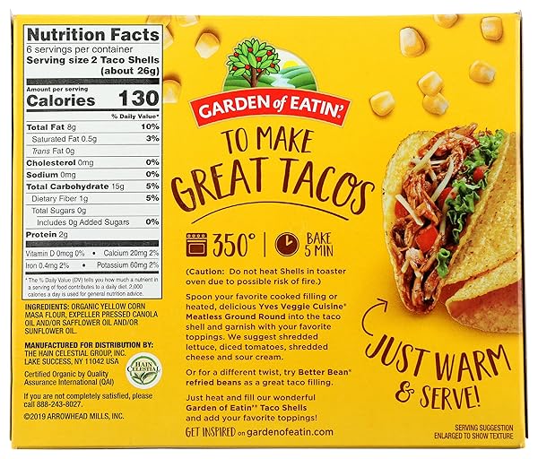 GARDEN OF EATIN’ TACO SHELLS, YELLOW CORN, 5.5 OZ