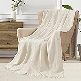 GINAMUSE 100% Cotton Waffle Weave Twin Blanket Lightweight Summer Breathable Thin Blankets for Bed Couch Sofa 66 x90 Inches White