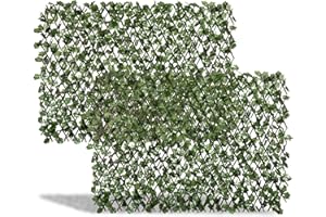 DOEWORKS Expandable Fence Privacy Screen for Balcony Patio Outdoor, Faux Ivy Fencing Panel for Backdrop Garden Backyard Home Decorations - 2PACK
