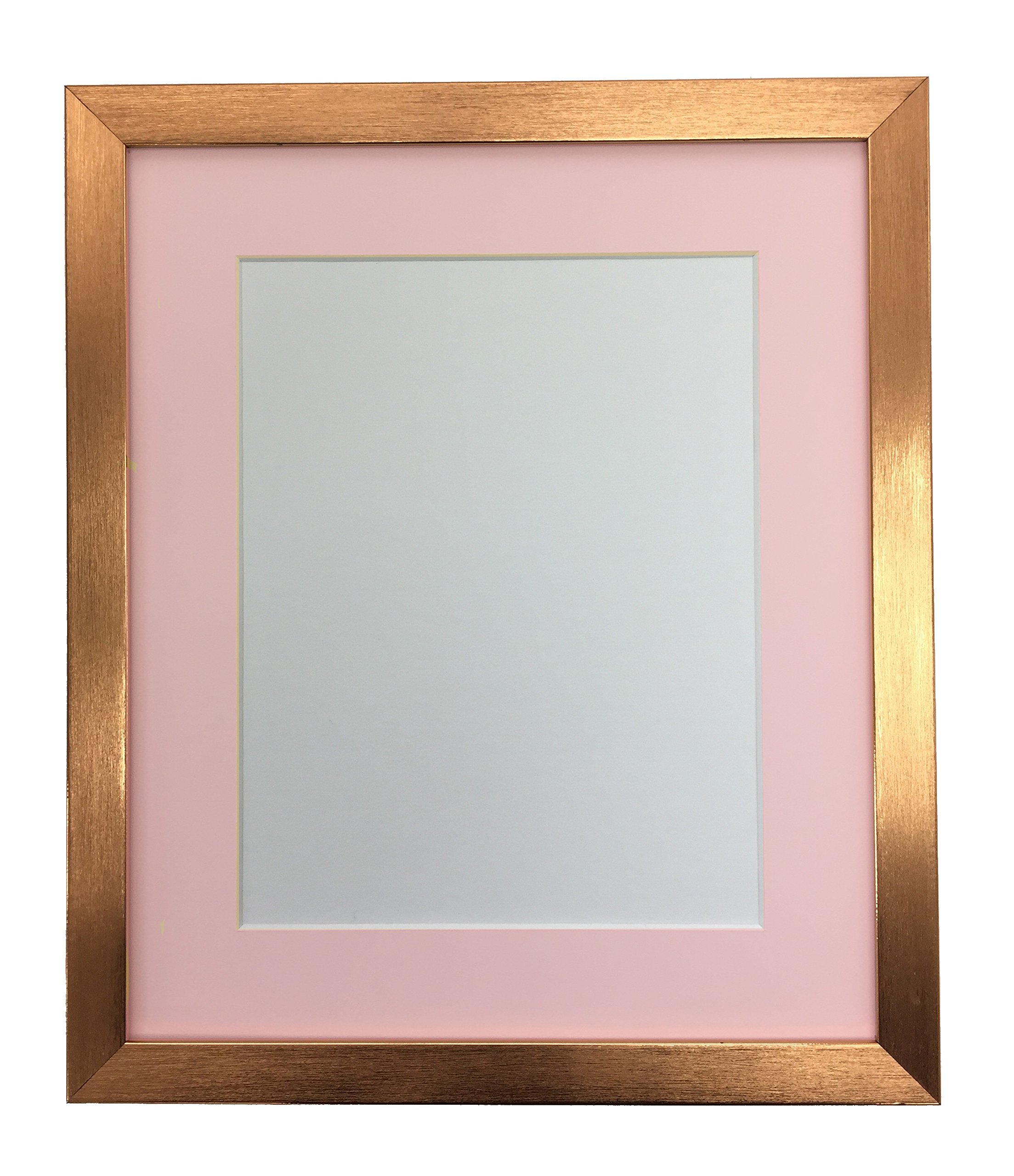 FRAMES BY POST 0.75 Inch Bronze Picture Photo Frame With Pink Mount 12 x 10 Image Size 9 x 7 Inch Plastic Glass