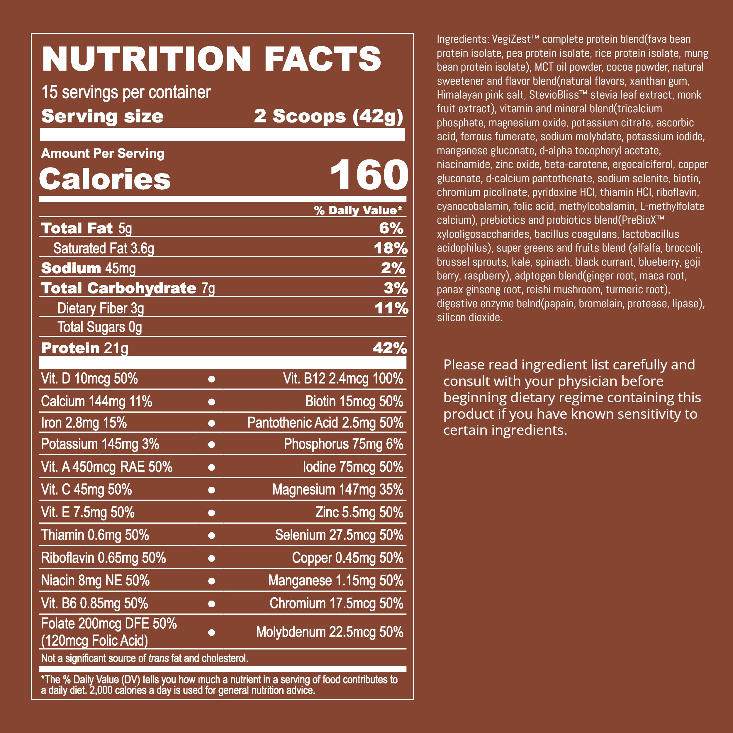 UpNourish Chocolate Vegan Protein Powder 54 Superfoods Powder,1.5 Billion CFU Probiotics 21g Plant Based Protein,No Sugar No Dairy No GMO Dairy Free,Meal Replacement Shake Keto-Friendly Low-Carb Diet,15 Servings