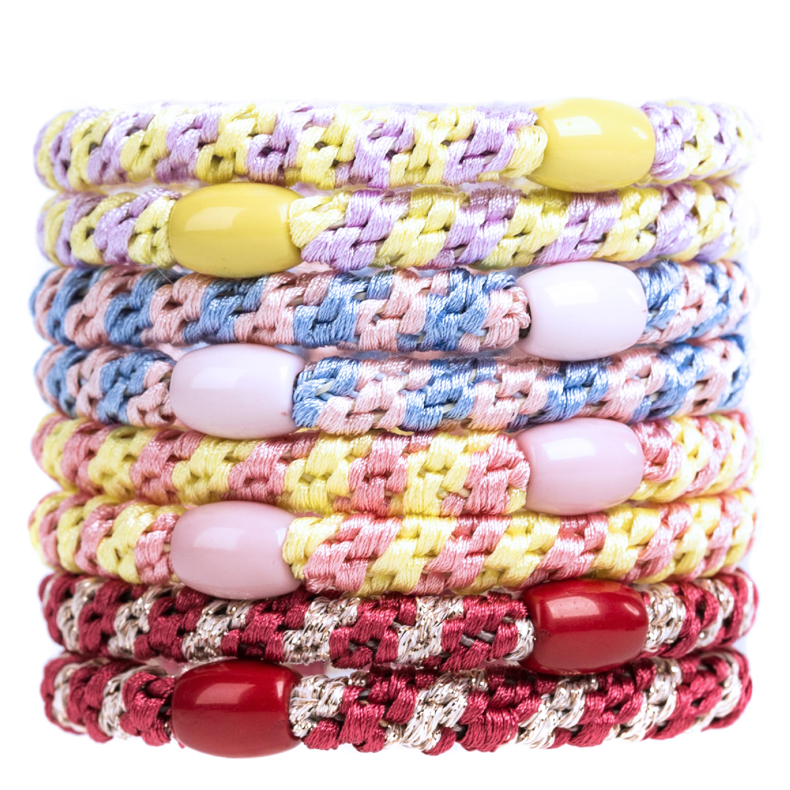 AXEN 8PCS Elasitc Hair Tie for Women Girls, Cotton Bands Soft Woven Ponytail Holders for Thick Hair and Curly Hair, Double Mixed Colors — image 1