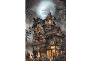 Moohue 14CT Stamped Cross Stitch Kits for Adults Beginners Creepy Halloween Counted Cross Stitch Kits for Adults Advanced (Creepy Halloween)