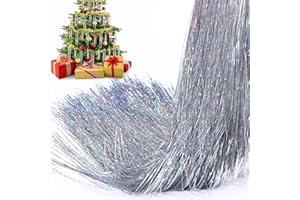Lyrow 40000 Strands Tinsel Icicles 19.7 inch Christmas Tree Tinsel Foil Fringe Hanging Winter Home Decorations for Xmas Tree Holiday Decor Birthday Wedding Anniversary Party Supplies(Silver)