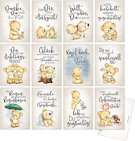 Set Di Cartoline Con 12 Cartoline 12 Diversi Frasi Sul Tema Amore Amicizia Tu Sei Fantastico Ringraziamento Dass Es Dich Gibt 12 Diversi Motivi Con Scritta Abbinata Amazon It Cancelleria E Prodotti Per Ufficio