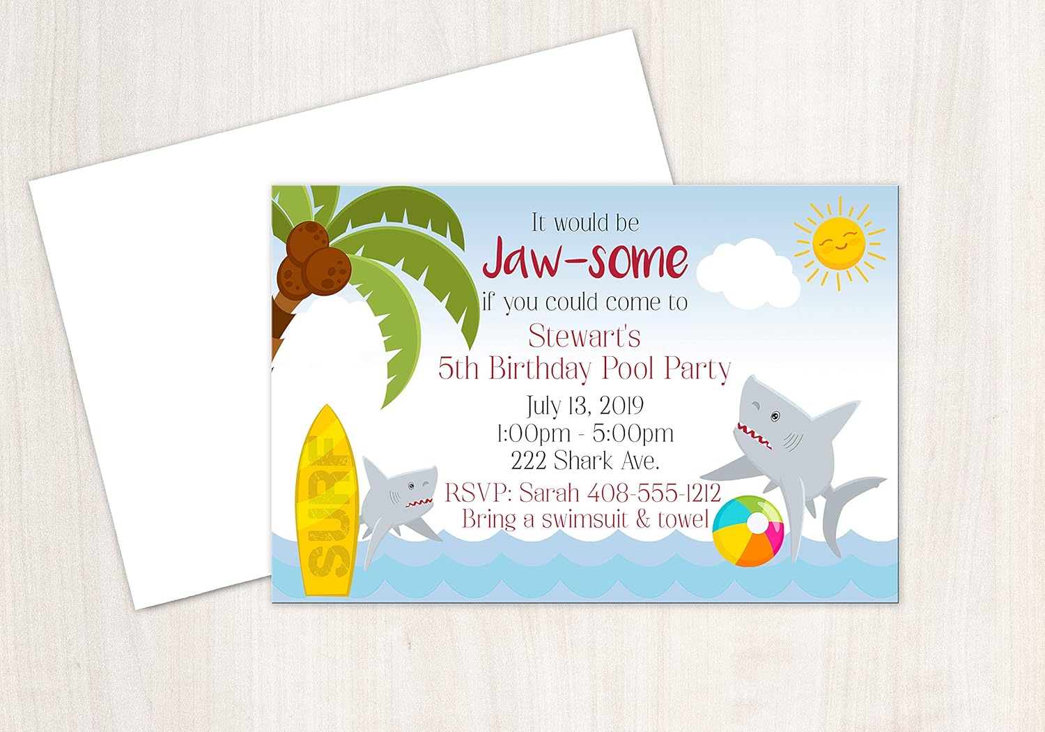 Shark Party, Shark Invitation, Jawsome Invitation, Pool Party Invitation, Swim Party Invitation, Pool Birthday Party, Summer Party, 25 Invitations with Envelopes, 4x6 Invitation