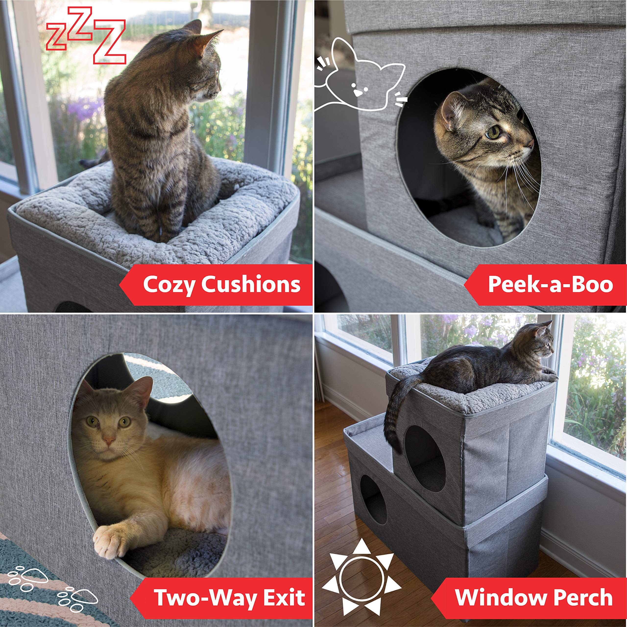 Kitty City Large Cat Bed, Stackable Cat Cube, Washable Bed, Indoor Cat
