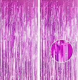 YAAVAAW Glitter Purple Tinsel Curtain 2 Pack 3.2x8.3ft Backdrop Door Decor