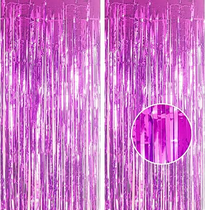 YAAVAAW Glitter Purple Tinsel Curtain 2 Pack 3.2x8.3ft Backdrop Door Decor