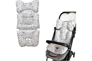 LLUFO Baby Stroller Seat Cushion Cotton Seat Mattress Pad Liner Universal for Carriage,Bassinet Pram–Soft and Breathable - Blue