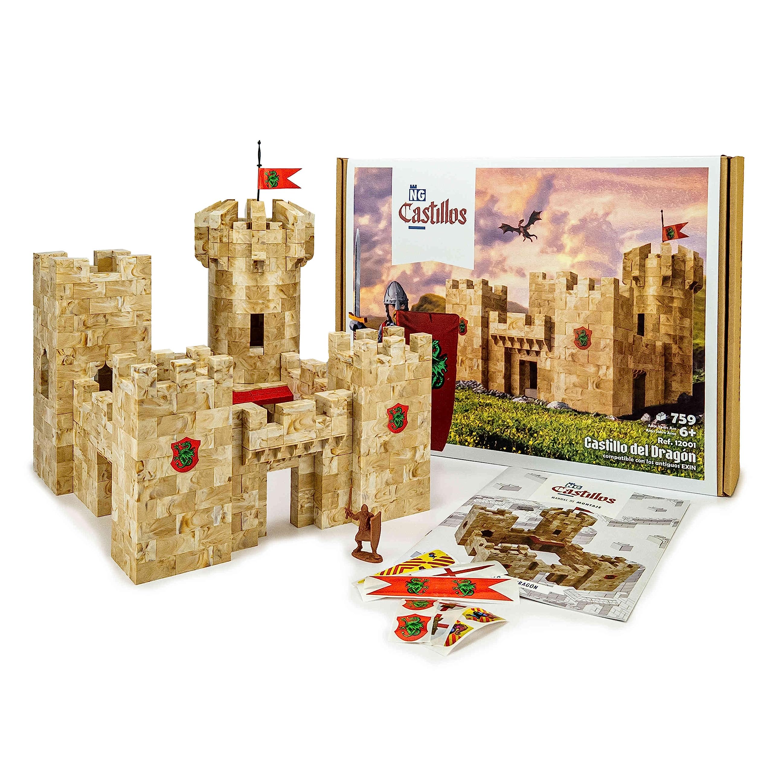 NG Castillos New Generation | Dragon Castle | Medieval Castle Model Kit | Construction Set | 759 Pieces | All Ages | Unisex | Not Foldable