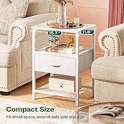 Huuger Night Stand with Fabric Drawer, Side Table