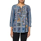 TRU Luxe Womens Embroidered Henley