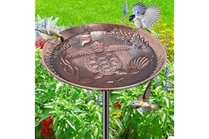 VeyFolzin.st 40 Inch Metal Bird Bath for Outside, Detachable Birdbath & Birdfeeder with Base Stake, Vintage Bird Baths for Outdoors Garden Yard Lawn Decor (Vintage Copper)