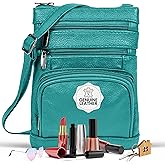 Krediz leather Crossbody Purses for Women, Multi Pocket Crossbody Purse with Adjustable Strap, Soft & Durable Leather Purse