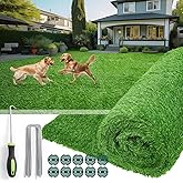 Oiyeefo Artificial Turf Grass Outdoor - Synthetic Realistic Fake Grass Turf Indoor Rug with Drainage Holes for Patio, Balcony, Backyard Decoration - Pet Friendly Dog Grass Mat (3Ft x 5Ft)